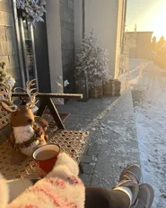 Künstlicher Weihnachtsbaum mit Schnee BASSIE 120 cm Weiß_900063