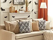 Set of 2 Decorative Cushions FANATE 45 x 45 cm Velvet Grey Abstract Pattern_1183418