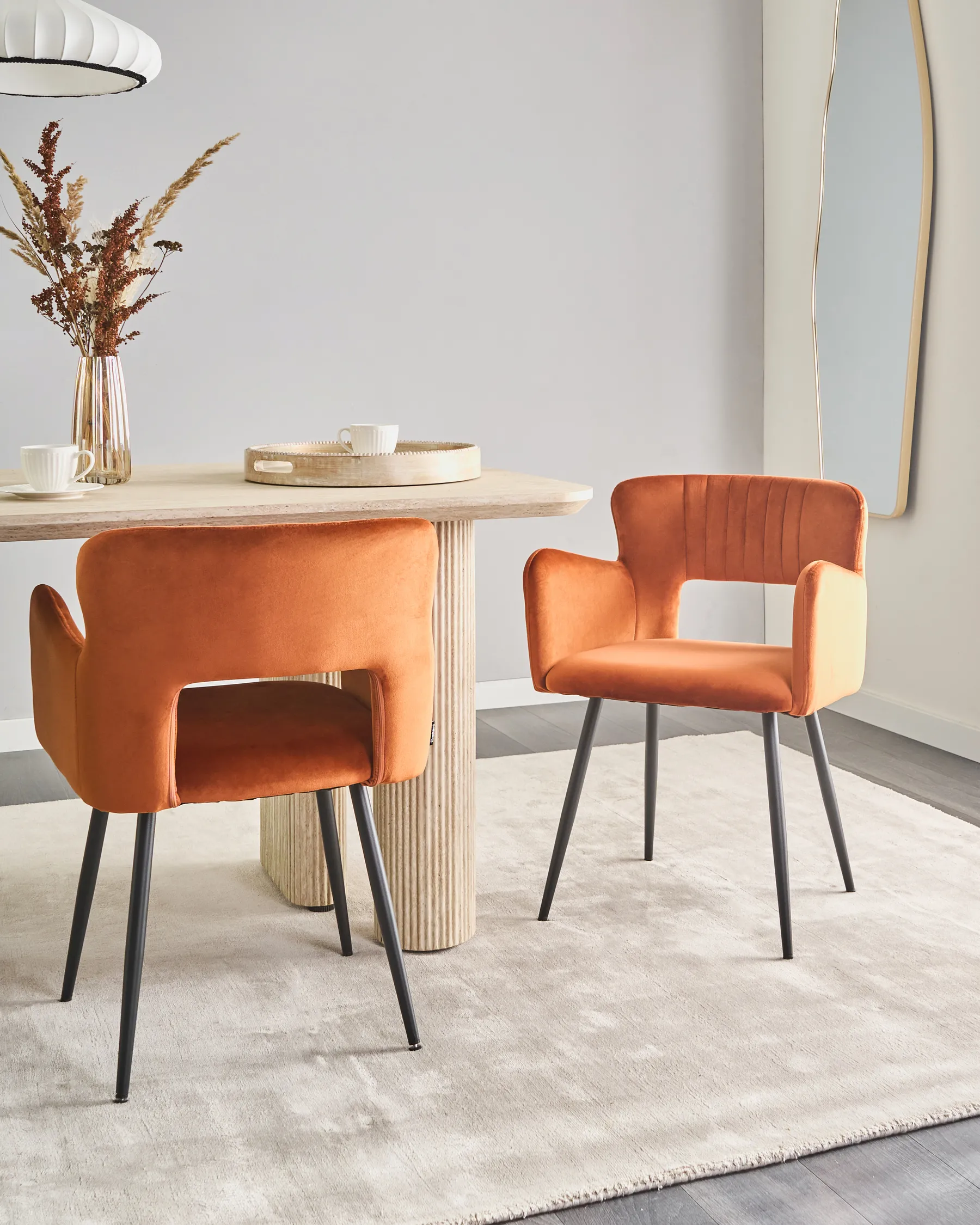 Set of 2 Dining Chairs SANILAC Velvet Orange_1019441
