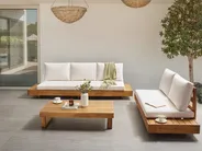 Lounge Set mit Tisch 5-Sitzer MARETTIMO zertifiziertes Akazienholz Cremeweiß_953781