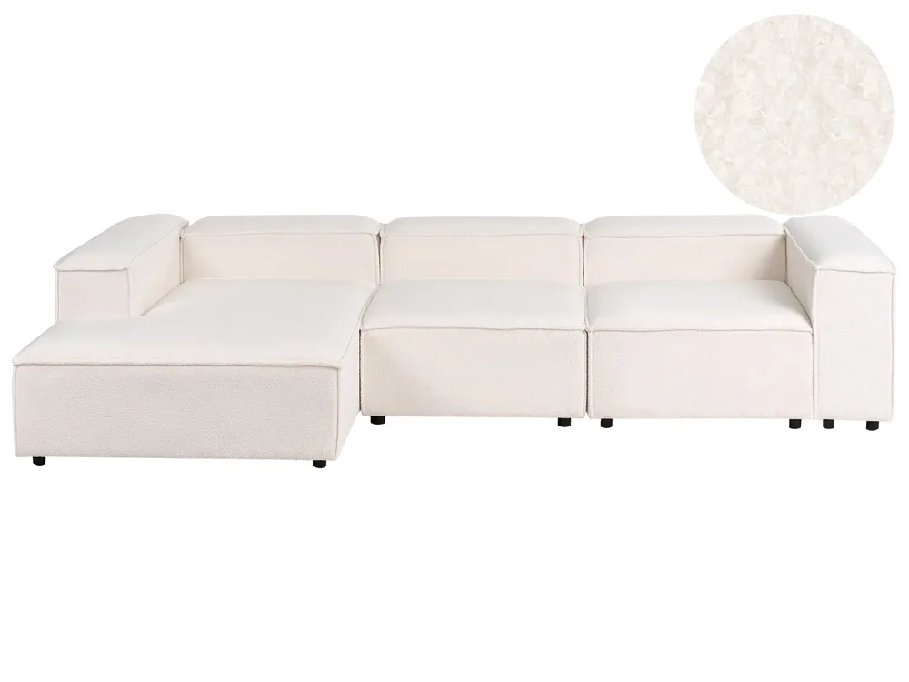 Modul Ecksofa 4-Sitzer ARDAL Bouclé Cremeweiß rechtsseitig