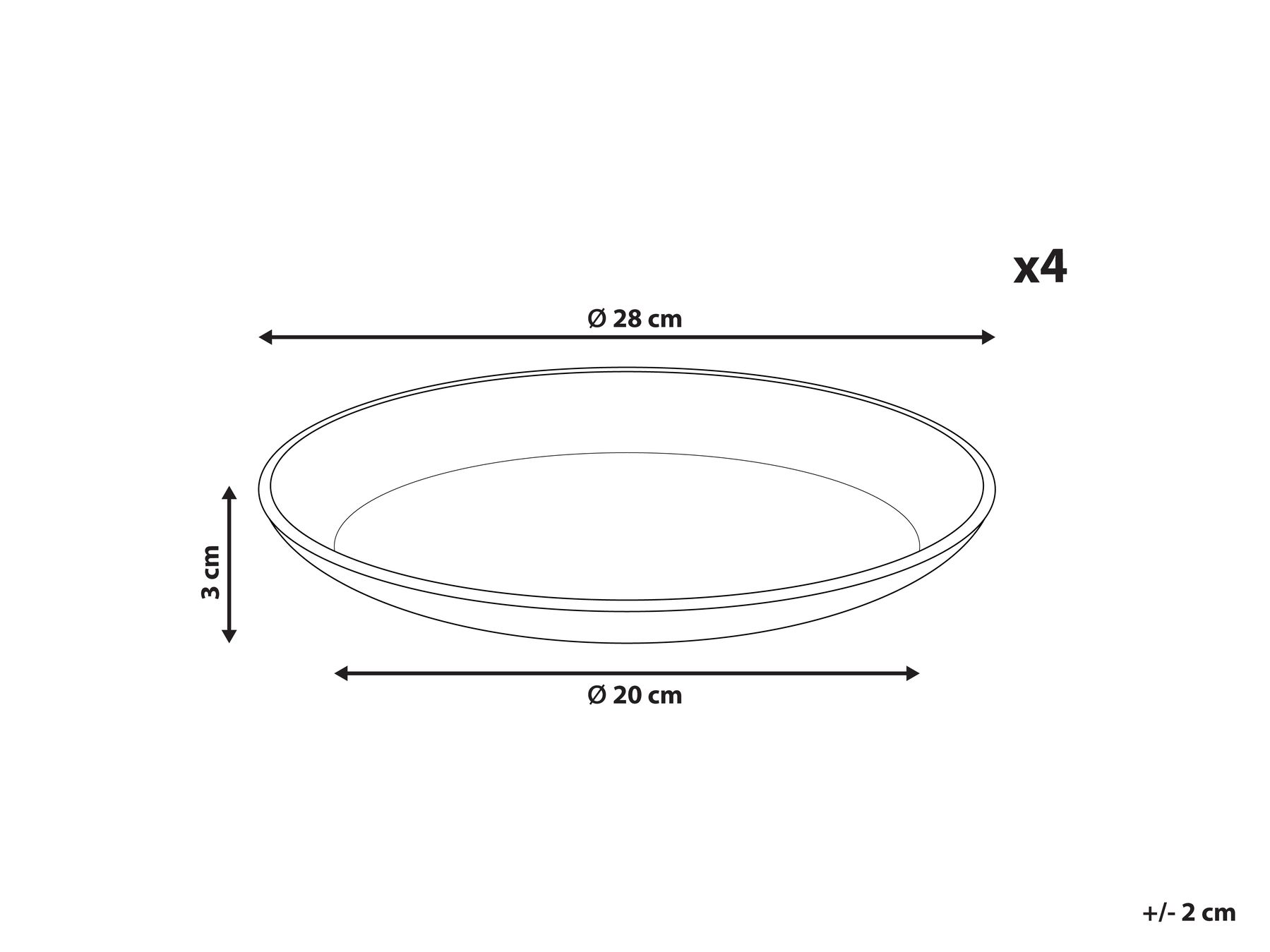 Set of 4 Dinner Plates SESAME Stoneware Light Grey_957372