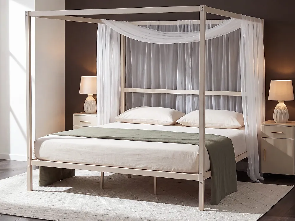Himmelbett Metall LESTARDS 180 x 200 cm Hellbeige