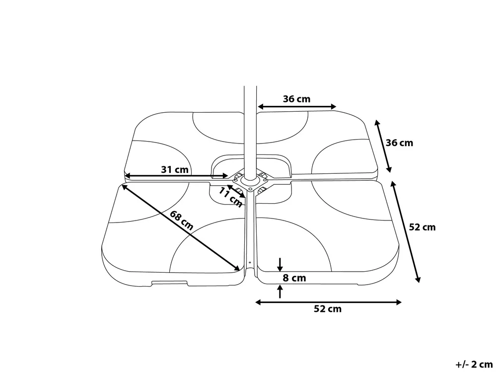 Sonnenschirmfuß CARIA Quadratisch Schwarz 9 kg_768833
