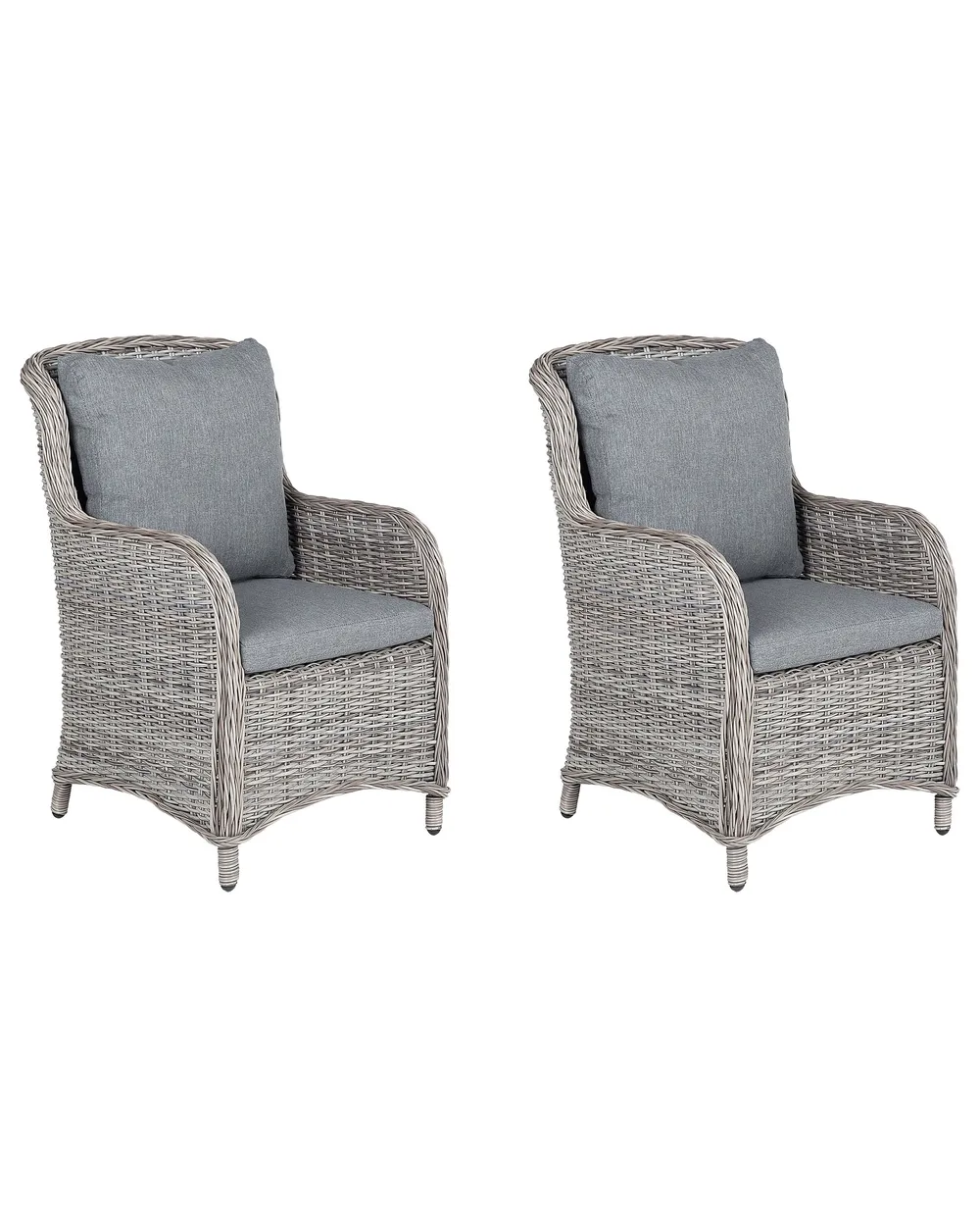 Set mit 2 Stühlen und Sitzkissen CASCAIS Polyrattan Grau
