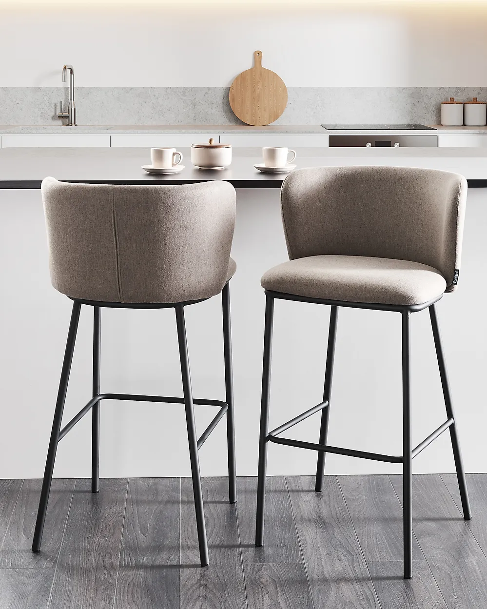 Set mit 2 Barstühlen MINA Taupe