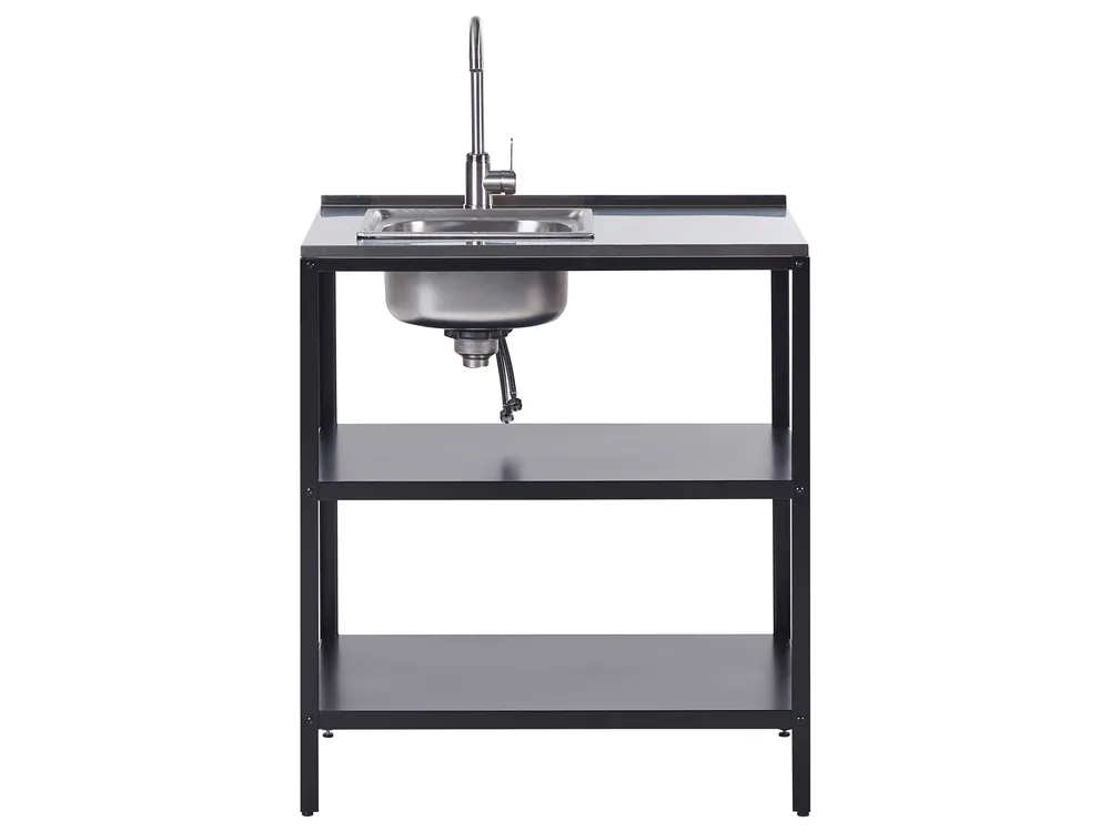 Outdoor-Kücheninsel mit Spüle VILAMA Schwarz Metall_872469