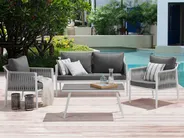 Garden Lounge Set with Table 4 Seater LATINA Metal Grey_702523