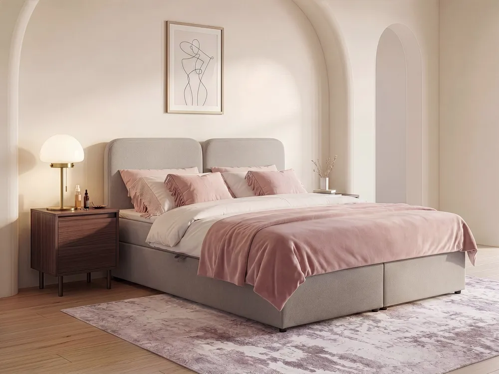 Boxspringbett mit Stauraum CHANCELLOR Stoff Taupe 180 x 200 cm