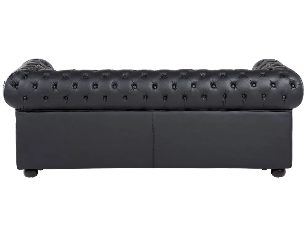 Living Room Set 4 Seater CHESTERFIELD Leather Black_769415
