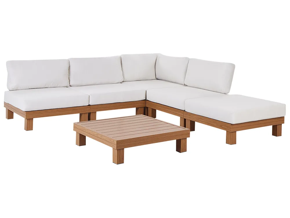 Garten Ecksofa mit Tisch 5-Sitzer SANZA modular Metall Weiß linksseitig_965801