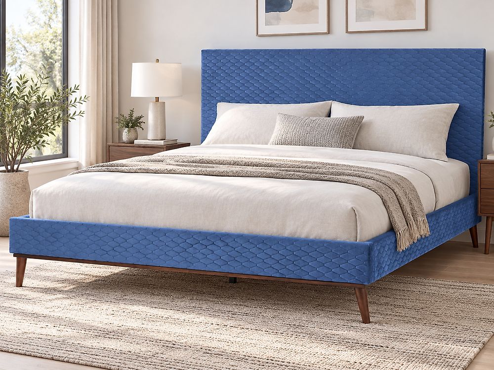 Bed Velvet BAYONNE 180 x 200 cm (EU Super King) Blue