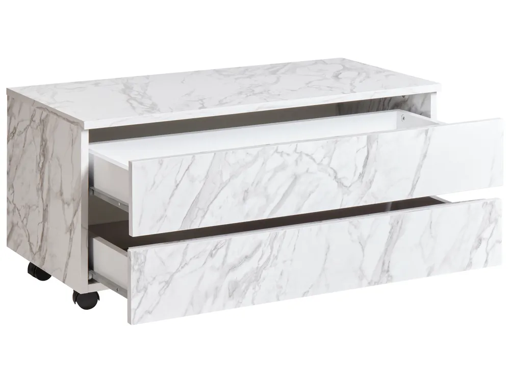 Badezimmerschrank TERESINA mit Rädern 80 cm Weißer Marmor_983988