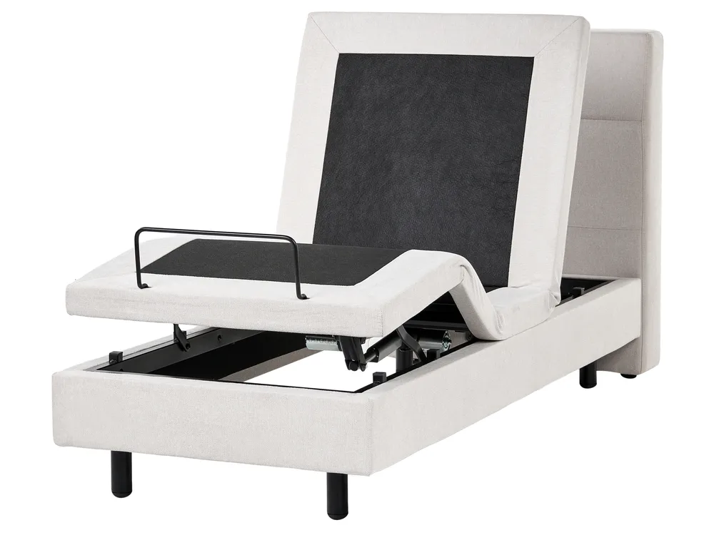 Bett verstellbar Stoff VICEROY 90 x 200 cm Hellbeige
