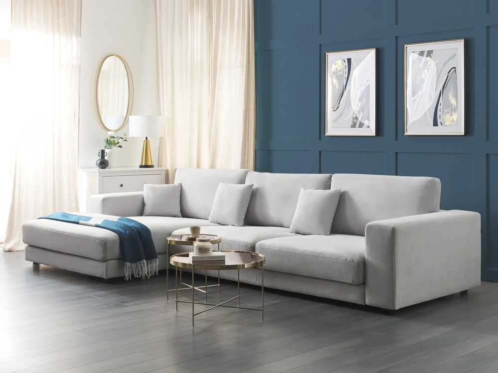 Corner Sofa LOFOTEN Fabric Light Grey Right Hand