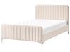 Bett mit Lattenrost Samtstoff LUNAN 120 x 200 cm Hellbeige
