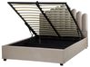 Bett mit Stauraum VINCENNES Samtstoff Taupe 140 x 200 cm
