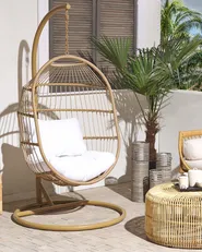 Hängesessel mit Gestell ALBA Polyrattan Naturfarben_803350