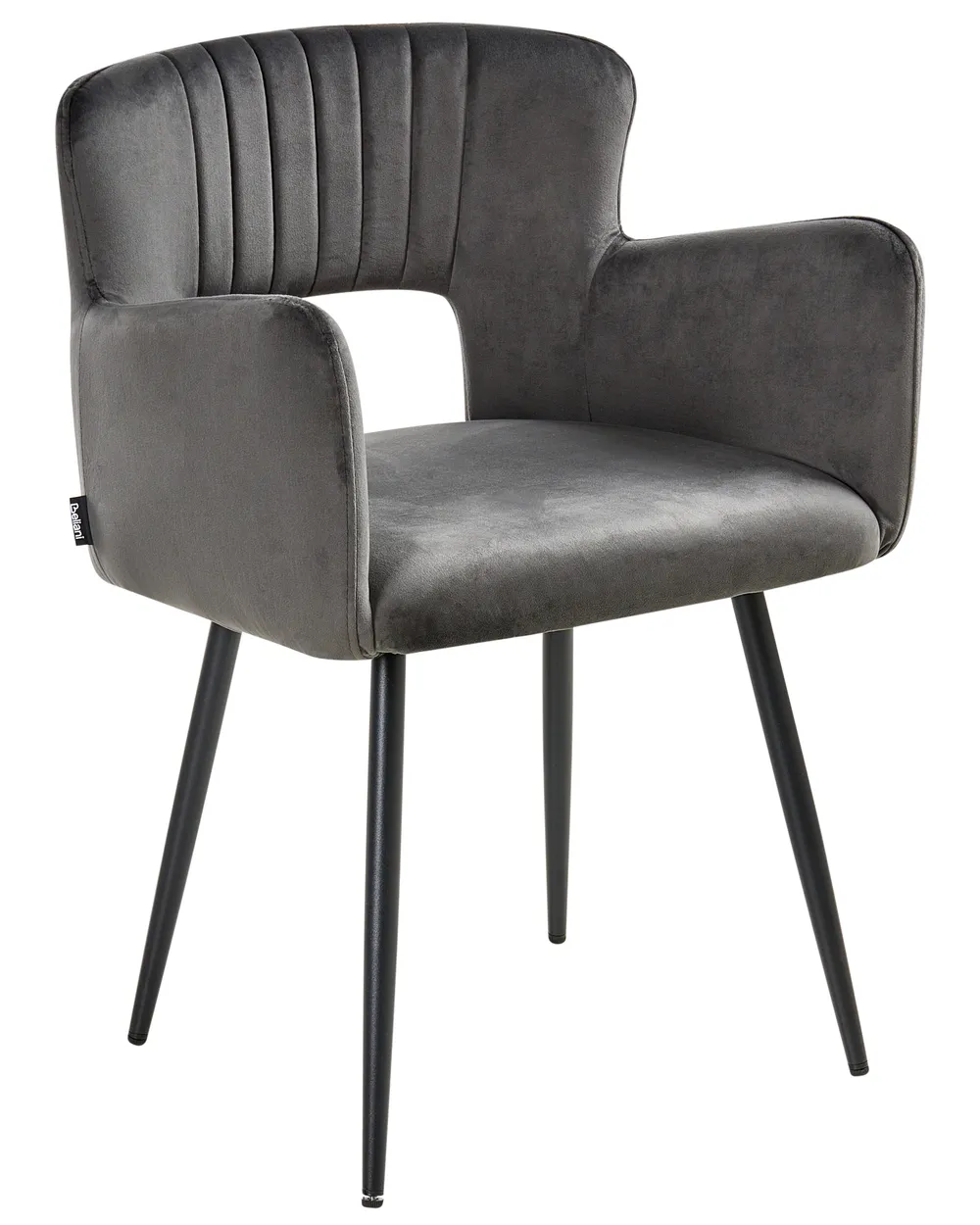 Set of 2 Dining Chairs SANILAC Velvet Dark Grey_847073