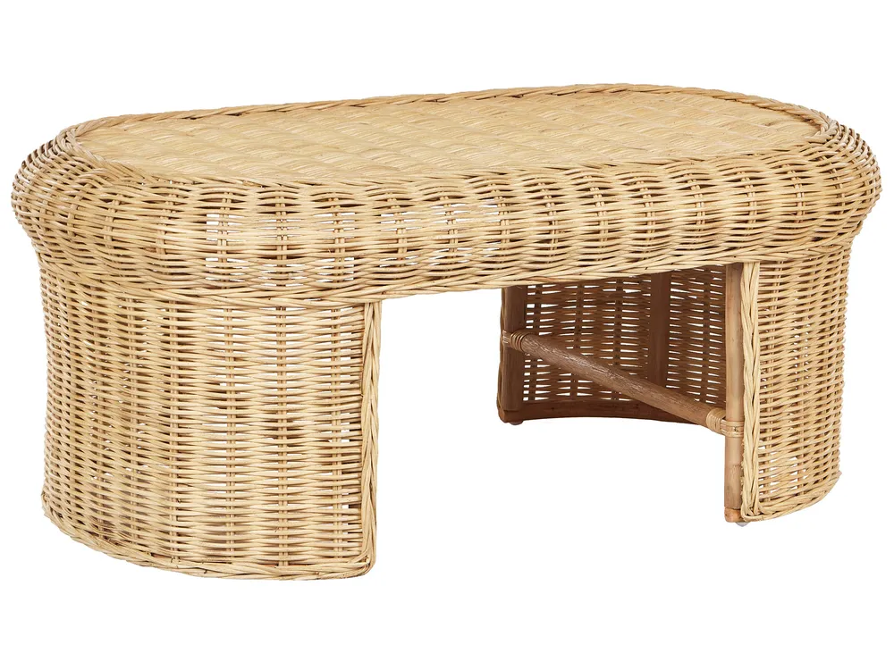 Outdoor Couchtisch LIVADEIA 60 cm 96 cm Rattan Naturfarben