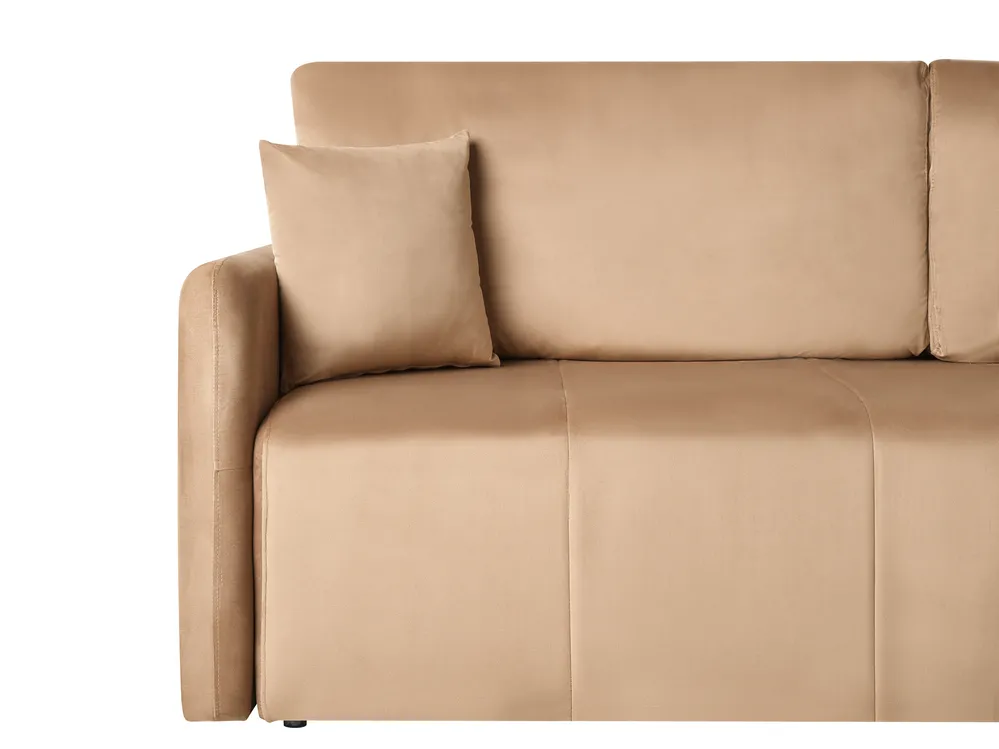 Schlafsofa 3-Sitzer EGGE Samtstoff Hellbraun_1020932