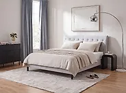 Bett mit Lattenrost Stoff SAVERNE 160 x 200 cm Hellgrau_1182302