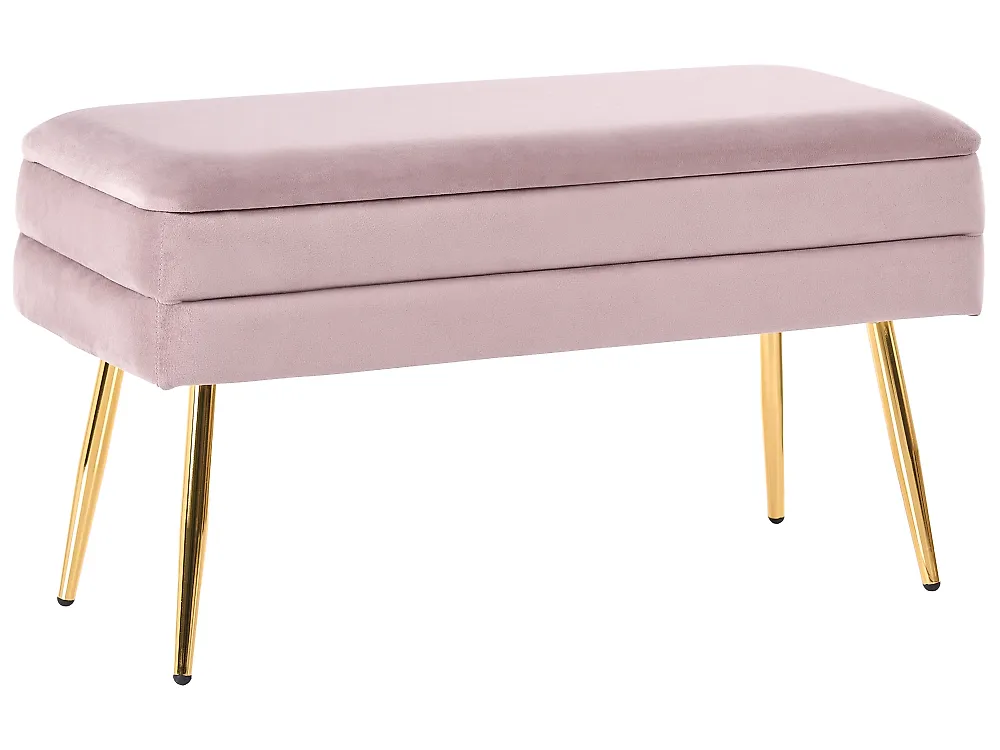 Polsterbank mit Stauraum DURHAM Samtstoff Rosa