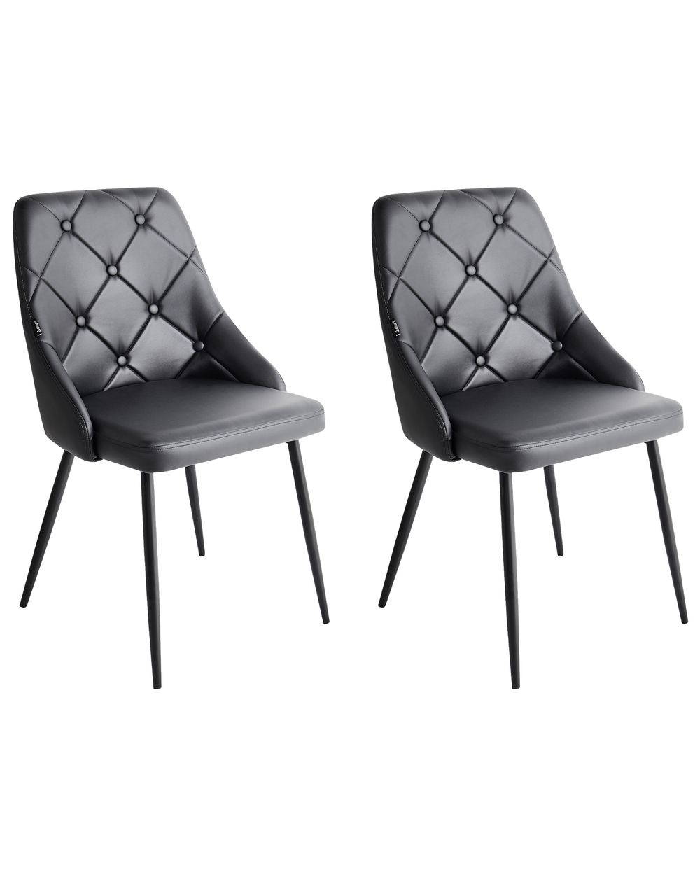 Set of 2 Dining Chairs VALERIE Faux Leather Black