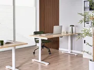 Schreibtisch manuell höhenverstellbar DESTINAS 160 cm 72 cm Hellbraun / Weiß_1000582