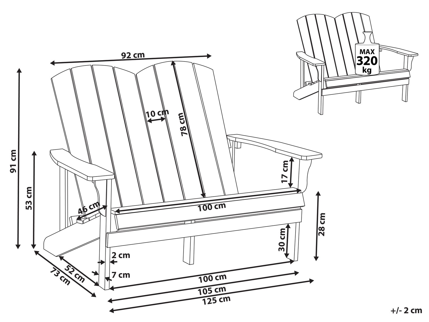 Gartenbank ADIRONDACK 125 cm Dunkelgrau_1011792