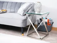 Side Table BEVERLY Glass Silver_733136