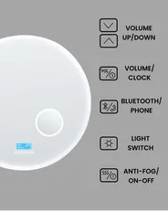 LED Bathroom Mirror FIXIN 80 cm 80 cm with Built-In Bluetooth Speaker Silver_940618