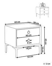 2 Drawer Bedside Table SEZANNE Velvet Taupe_892530
