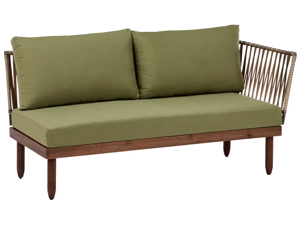 Lounge Set mit Tisch 4-Sitzer CREMONA Akazienholz Dunkelbraun / Grün rechtsseitig_1099805