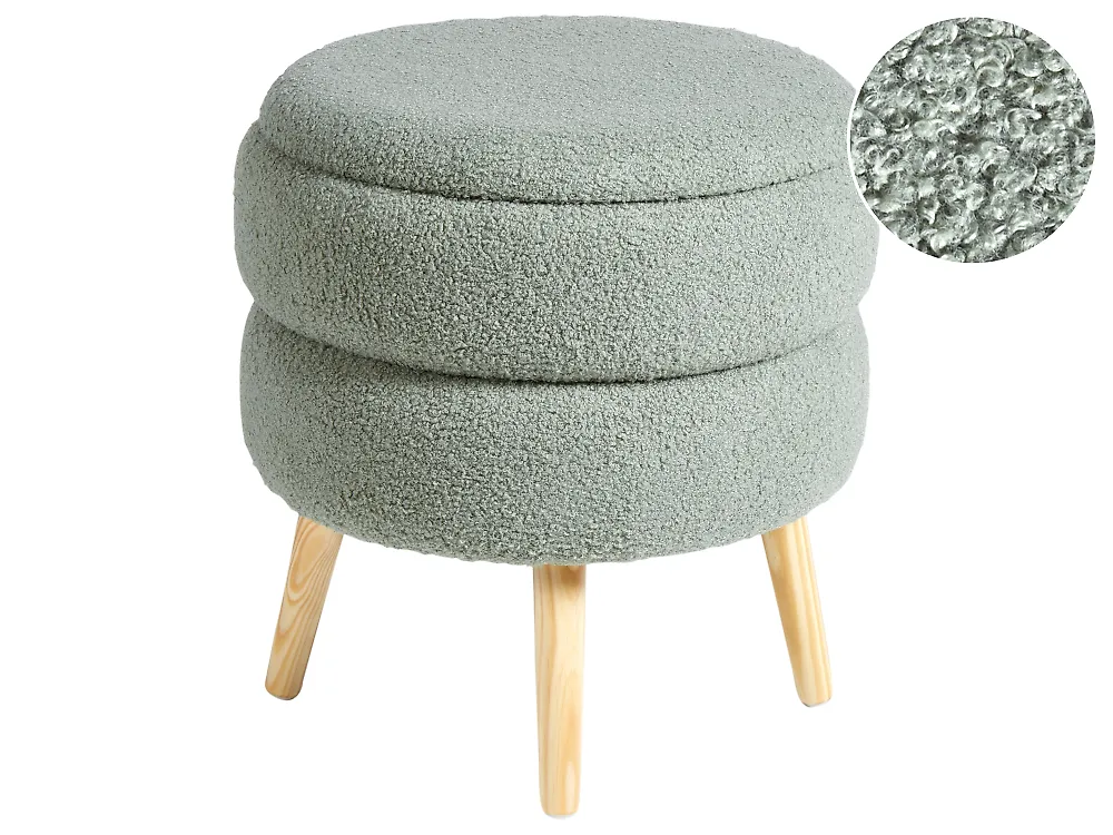 Hocker mit Stauraum OKATON Bouclé Grün