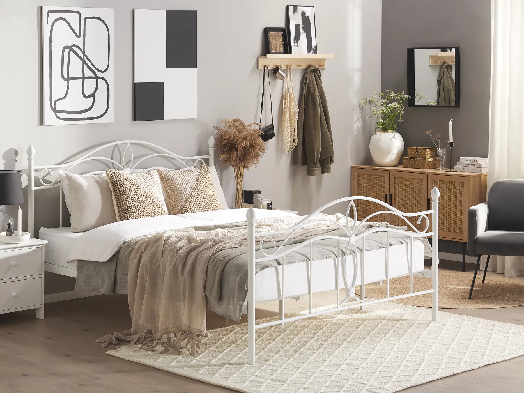 Bett mit Lattenrost Metall ANTLIA 180 x 200 cm Weiß_806751