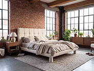Bett mit Lattenrost Bouclé CRESSAT 140 x 200 cm Cremeweiß_1150971