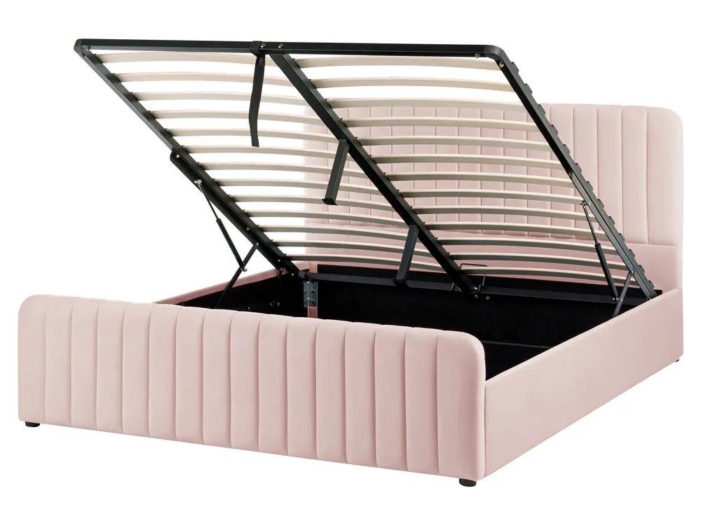 Bett mit Stauraum LUNAN Pastellrosa 160 x 200 cm