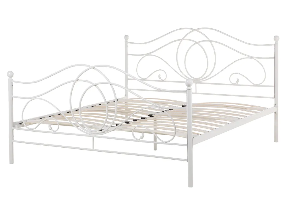 Bett mit Lattenrost Metall LYRA 160 x 200 cm Weiß_817939