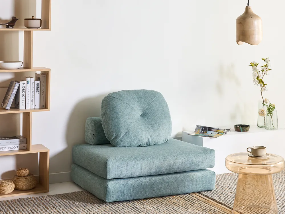 1-Sitzer Schlafsofa OLDEN Stoff Hellblau