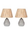 Tischlampe 2er Set ARWADITO Keramik Grau