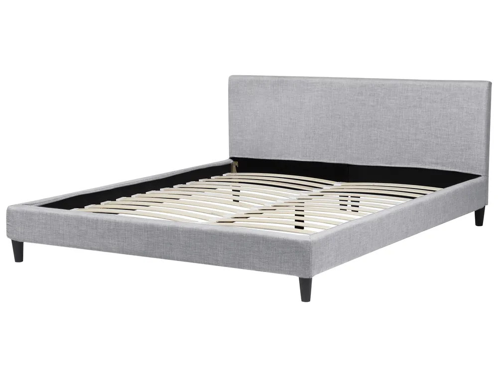 Bett mit LED Stoff FITOU 180 x 200 cm Hellgrau_710118
