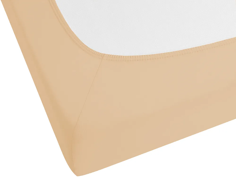 Fitted Sheet JANBU 180 x 200 cm Cotton Beige_845954