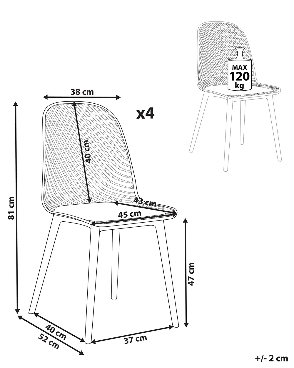 Esszimmerstuhl 4er Set EMORY Weiß_876560