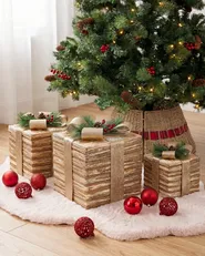 Set of 3 Christmas Decorations LED TOFTE 20/25/30 cm Christmas Gifts Gold_1025134
