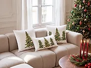 Lot de 3 coussins décoratifs ZIVEN 30 x 50 cm 45 x 45 cm Blanc Motif de Noël_1164555