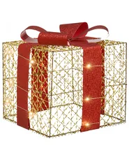 Weihnachtsdekoration 3er Set LED LYSEREN 20/25/30 cm Weihnachtsgeschenke Gold_1025107