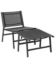 Gartenstuhl 2er Set MARCEDDI mit Fußstütze Metall Schwarz_897082