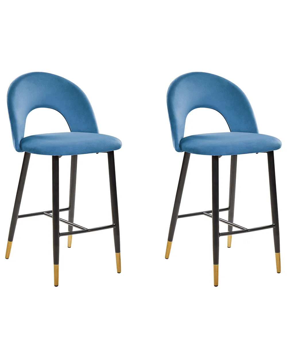 Set mit 2 Barstühlen FALTON Samtstoff Blau