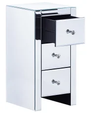 3 Drawer Bedside Table LORRIS Glass Mirrored Silver_809243